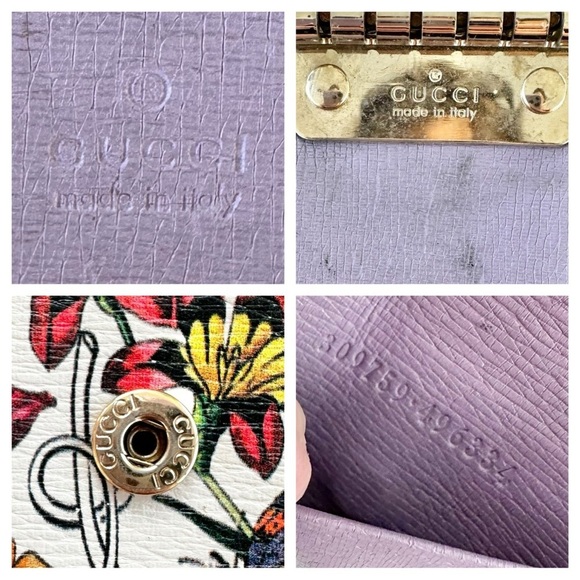Authentic GUCCI White Floral & Purple Leather Key & Card Holder - Picture 2 of 12